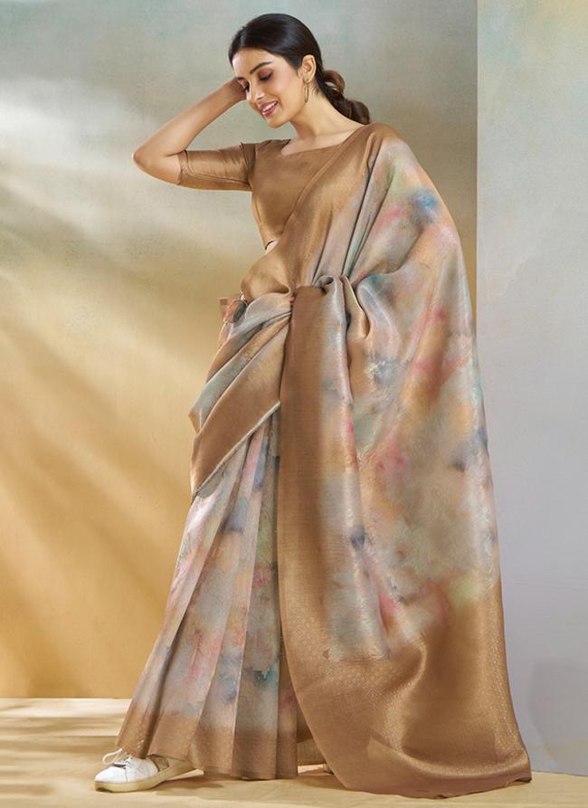 Silk Beige Festival Wear Weaving Saree